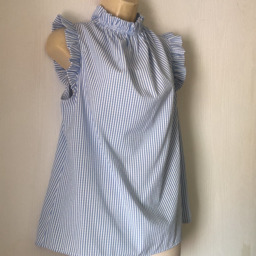 Woman’s spring Striped blue & white maternity feminine sleeveless spring blouse - Picture 7 of 13